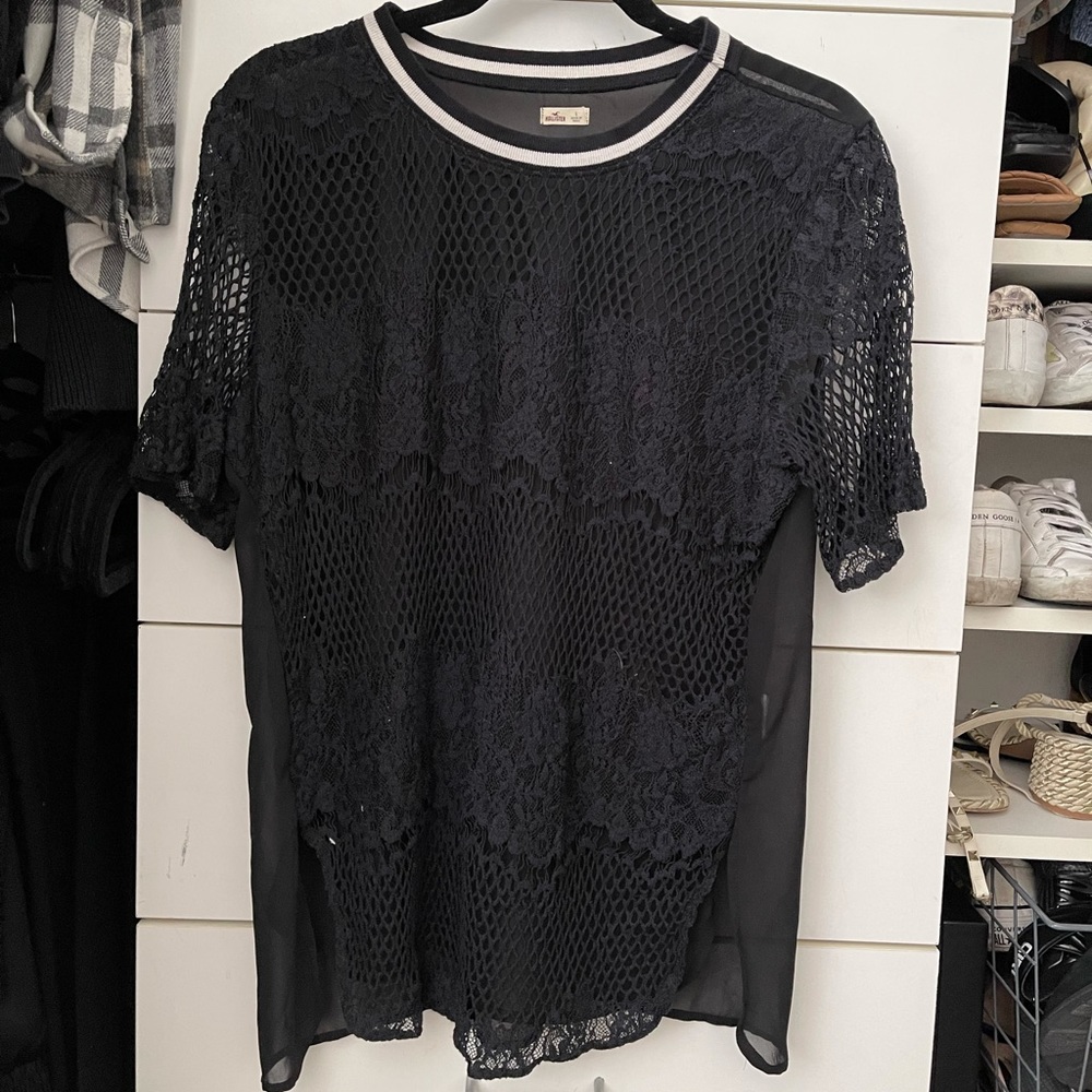 Black mesh top